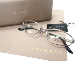 BVLGARI ブルガリ イタリア製 スクエアシェイプ シルバーフレーム メガネ サングラス アイウェア 眼鏡 247TK 定価7.7万 シルバー 54□17-145▲120▼40320k01