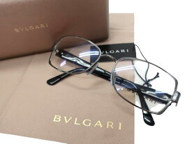 BVLGARI ブルガリ イタリア製 チタンフレーム ダイアモンド スクエアシェイプ サングラス アイウェア 眼鏡 247G 定価11.9万 ガンメタリック ブラック 54□17 135▲120▼40320k02