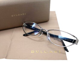 BVLGARI ブルガリ 日本製 オーバル チタンフレーム ラインストーン メガネ 眼鏡 サングラス アイウェア 2087TG 定価11万 シルバー 54□18 135▲120▼40322k01