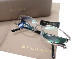 BVLGARI ブルガリ 日本製 オーバル チタンフレーム メガネ 眼鏡 アイウェア 2007TK 定価11万 シルバー ブラック 53□16 135▲120▼40322k02