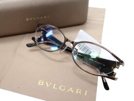 BVLGARI ブルガリ 日本製 オーバル チタンフレーム メガネ 眼鏡 アイウェア 2007TK 定価11万 ガンメタリック ブラウン 53□16 135▲120▼40322k03