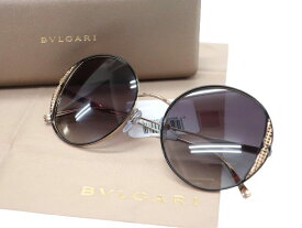 BVLGARI ブルガリ イタリア製 ラウンドシェイプ メタルフレーム サングラス アイウェア 眼鏡 6169 定価12.2万 ブラック ゴールド 53□20 140▲120▼40325k01