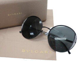 BVLGARI ブルガリ イタリア製 ラウンドシェイプ メタルフレーム サングラス アイウェア 眼鏡 6169 定価12.2万 ブラック シルバー 53□20 140▲120▼40325k02