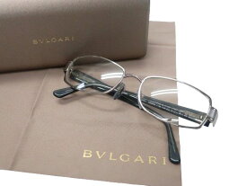 BVLGARI ブルガリ イタリア製 シルバーフレーム ダイヤモンド スクエアシェイプ サングラス アイウェア 眼鏡 246G 定価11.9万 シルバー 53□17 135▲120▼40328k04