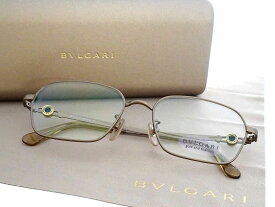 BVLGARI ブルガリ 日本製 750刻印 18K ゴールド チタン スクエアフレーム 眼鏡 メガネ サングラス アイウェア 153TK 定価12.8万 ゴールド 55□17-145▲120▼40425k08