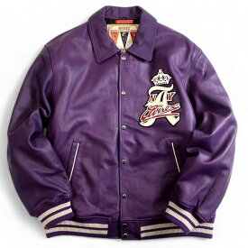AVIREX アヴィレックス VARSITY JACKET CROWN LOGO クラウンロゴ バーシティー レザー ジャケット ブルゾン 7833250078 定価12,9万 パープル M-01 XL-02 2XL-03▲200▼41213k02