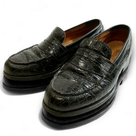 【中古】SHETLANDFOX シェットランドフォックス 日本製 グッドイヤーウェルテッド製法 革靴 クロコダイルレザー コインローファー 革靴 ブラック 25▲000▼50718k02 used