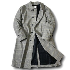 【中古】【新古品・未使用品】Timothy Everest ティモシーエベレスト 日本製 太陽光吸収型保湿 SOLARSENSOR グレンチェック柄 ストレッチ ステンカラーコート ビジネスコート 337K1013 グレー S-01 M-02 L-03 ▲074▼41203w06