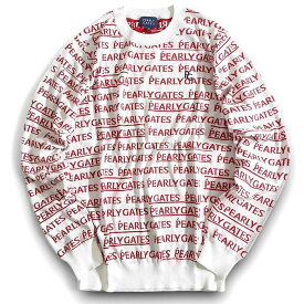 【中古】【新古品・未使用品】PEARLY GATES パーリーゲイツ ゴルフ 軽量 メゾンロゴ柄 薄手 クルーネック 丸首 長袖 ニット プルオーバー セーター ゴルフウェア 053-2170305 定価3.5万 ホワイト レッド 4-01 5-02 ▲039▼50213w03