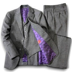 RICHIESTA リキエスタ 大賀 日本製 英国製生地使用 MINOVA ウール100％ カラーネップ 2B ツータック 3ピース シングルスーツ ジャケット ベスト ジレ パンツ スラックス 187C8920 メランジグレー Y3 ▲074▼50116w07