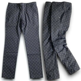 【中古】【新古品・未使用品】PEARLY GATES パーリーゲイツ ゴルフ T/Cドビー シャークスキン ロゴ格子柄 パワフルストレッチ ロングパンツ ゴルフウェア 053-2231907 定価3.1万 ブラック グレー 5-01 6-02 ▲035▼50226w09