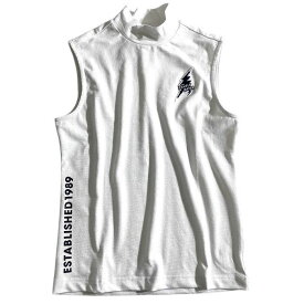 【中古】【新古品・未使用品】PEARLY GATES パーリーゲイツ ゴルフ 日本製 ベア天竺 ワンポイントロゴ 無地 モックネック ノースリーブ カットソー インナーシャツ ゴルフウェア レディース 055-2267600 定価1.3万 ホワイト 00-00 0-01 1-02 2-03 ▲013▼50401w16