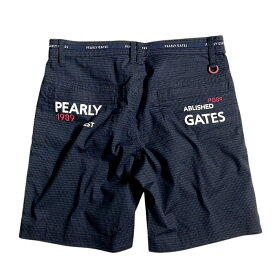 【中古】【新古品・未使用品】PEARLY GATES パーリーゲイツ ゴルフ 接触冷感 +PLUSCOOL 織り柄 ストレッチ ショートパンツ ショーツ ゴルフウェア 053-2232701 定価2.4万 ネイビーブラック 3-01 4-02 5-03 6-04 7-05 ▲027▼50625w07