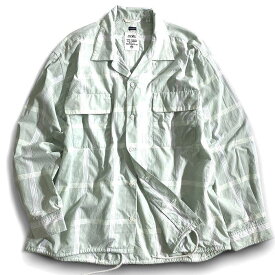 【中古】【新古品・未使用品】nanamica ナナミカ PALAKA Check Shirt コットン混 ブロード パラカチェック柄 オープンカラー 開襟 長袖 シャツ S25SG024 定価3.6万 コーラルグリーン M ▲058▼50919w10