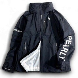 【中古】【新古品・未使用品】PEARLY GATES パーリーゲイツ ゴルフ 撥水×防風 Nyドビー シャドー千鳥 ストレッチ ダブルジップ フーディジャケット ブルゾン レインウェア ゴルフウェア レディース 053-2988302 定価3.9万 ネイビーブラック 0-01 1-02 2-03 ▲044▼51016w03