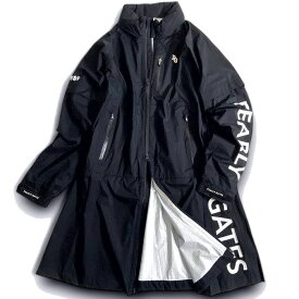 【中古】【新古品・未使用品】PEARLY GATES パーリーゲイツ ゴルフ 撥水×防風 Nyドビー シャドー千鳥 ストレッチ 2wayスリーブ ワンピース ロングジャケット レインウェア ゴルフウェア レディース 053-2988306 定価4.6万 ネイビーブラック 0-01 1-02 2-03 ▲051▼51015w14