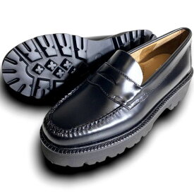 【中古】【新古品・未使用品】G.H.BASS Weejuns ジーエイチバス ウィージャンズ レザー 本革 EXライトソール 厚底 コインローファー ペニーローファー スリッポン レザーシューズ レディース BA94834 ブラック 6.5 ▲066▼60115w02