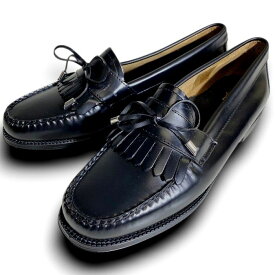 【中古】【新古品・未使用品】G.H.BASS Weejuns ジーエイチバス ウィージャンズ ESTHER BOW マッケイ製法 ハイシャインレザー 本革 キルトリボン ローファー スリッポン レザーシューズ レディース BA41724 定価3.3万 ブラック 8.5 ▲066▼60121w12