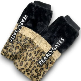 【中古】【新古品・未使用品】PEARLY GATES パーリーゲイツ ゴルフ 防寒 ふわふわファー レオパード柄切替 ドローコード レッグウォーマー レッグカバー ゴルフウェア レディース 053-2284032 定価1.5万 ブラック ブラウンベージュ FR ▲017▼51208w04