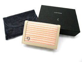 COMTESSE コンテス イタリア製 CARD HOLDER 本革 ホースヘア レザー 二つ折り カードホルダー カードケース 名刺入れ 定期入れ 10527 定8.2万 ROSE/CORDA ▲051▼20602m08