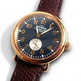 【中古】【新古品・未使用品】SHINOLA DETROIT シャイノラ デトロイト USA製 The Runwell Leather Strap Watch ランウェル レザーベルト 腕時計 定9.9万 ワインレッド×ネイビーブルー▲250▼00218k02