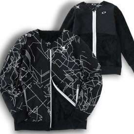【中古】【新古品・未使用品】OAKLEY オークリー スカル シェルパフリース切替 グラフィックプリント ネックウォーマー付き 2wayリバーシブル ウィンドジャケット ブルゾン ゴルフウェア FOA404239 定1.9万 ブラックプリント M▲053▼40220m02