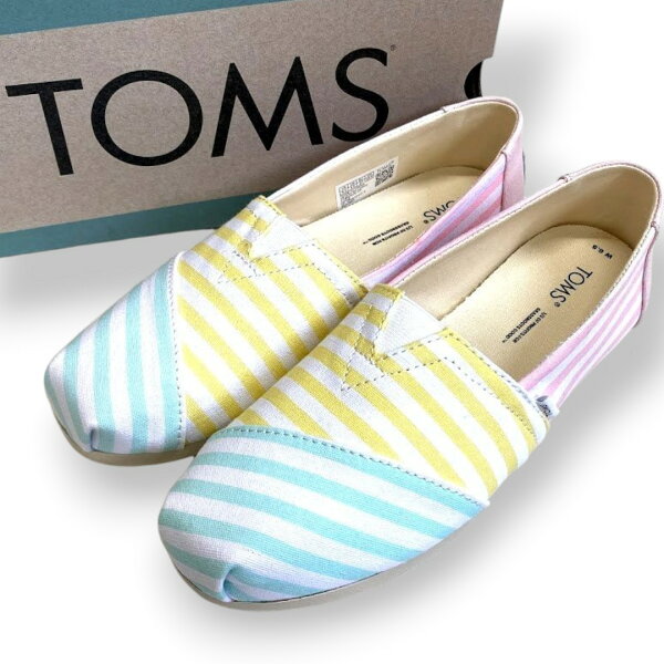 【中古】【新古品・未使用品】TOMS トムス トムズ Alpargata Pastel Multi Stripe Colorblock Canvas アルパルガータ 高性能インソール キャンバス スリッポン シューズ ローカットスニーカー 10017807 パステルマルチ 6.5(23.5)▲005▼60616m01