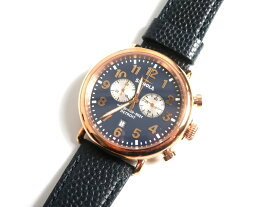 SHINOLA DETROIT シャイノラ デトロイト USA製 The Runwell Chrono Leather Strap Watch ランウェル クロノ 腕時計 レザーベルト 定13.2万 ネイビーブルー▲250▼00213k05