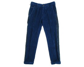 Carelabel ケアレーベル イタリア製 Breeches 156 LION 517 9oz INDIGO WEAVE CORDUROY 製品染め 太畝 コーデュロイ デニム切替 テーパード パンツ スラックス 定3.5万 ネイビー 29-01 30-02 31-03 32-04 33-05▲036▼00402k04