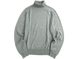 JOHN SMEDLEY ジョンスメドレー 英国製 STANDARD FIT CONNELL PULLOVER RC LS メリノウール100％ タートルネック プルオーバー ニット セーター Q15 定3.4万 シルバー L▲080▼20510k11