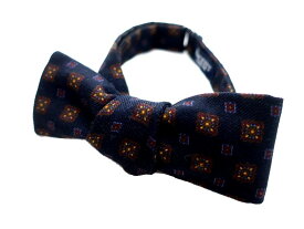 HACKETT LONDON ハケット ロンドン イタリア製 PRINTED MEDALLION BOW ウール シルク混 メダリオン総柄 毛絹 蝶ネクタイ ボウタイ HM052136 定1.1万 ネイビー 000▲003▼20517k07