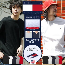 TOMMY HILFIGER トミー ヒルフィガー Tシャツ 半袖 メンズ 丸首 かっこいい かわいい 白 ブラック 黒 綿 コットン100% 男女兼用 Vネック クルーネック ワンポイント 無地 ブランド 男性 プレゼント 誕生日プレゼント 彼氏 父 ギフト