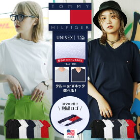 【総額400円引きクーポン】TOMMY HILFIGER トミー ヒルフィガー レディース Tシャツ カットソー レディース 半袖 綿 コットン100% アパレル 男女兼用 Vネック クルーネック ロゴ ワンポイント 無地 ブランド 女性 婦人 プレゼント 誕生日プレゼント 彼女 妻 ギフト