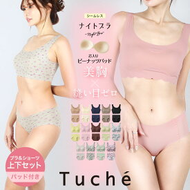 GUNZE グンゼ ナイトブラ＆ショーツ レディース アンダーウェア 下着 ひびかない ノンワイヤー ワイヤレス 完全無縫製 ブラショーツ セットアップ 無地 フラワー 花柄 チェック ブランド 女性 婦人 プレゼント プチギフト 誕生日プレゼント 彼女 妻 ギフト 記念日