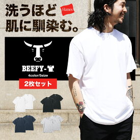 【2枚セット】 Hanes ヘインズ BEEFY-T ビーフィー Tシャツ メンズ ヘビーウェイト Tシャツ かっこいい かわいい 無地 ブランド 男性 紳士 おすすめ 人気 シンプル まとめ買い よれない 透けない プレゼント プチギフト 誕生日 彼氏 父 息子 ギフト 記念日 大きいサイズ