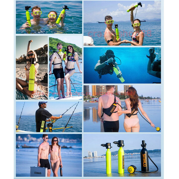楽天市場 Ce承認取得 小型スキューバダイビング 酸素ボンベ 0 7l 空気タンク ダイビング機器 シュノーケリング 水中呼吸ポンプ 酸素タンク スキューバダイビング 海水浴 熱中症対策 3色 送料無料 クレイジーショップ