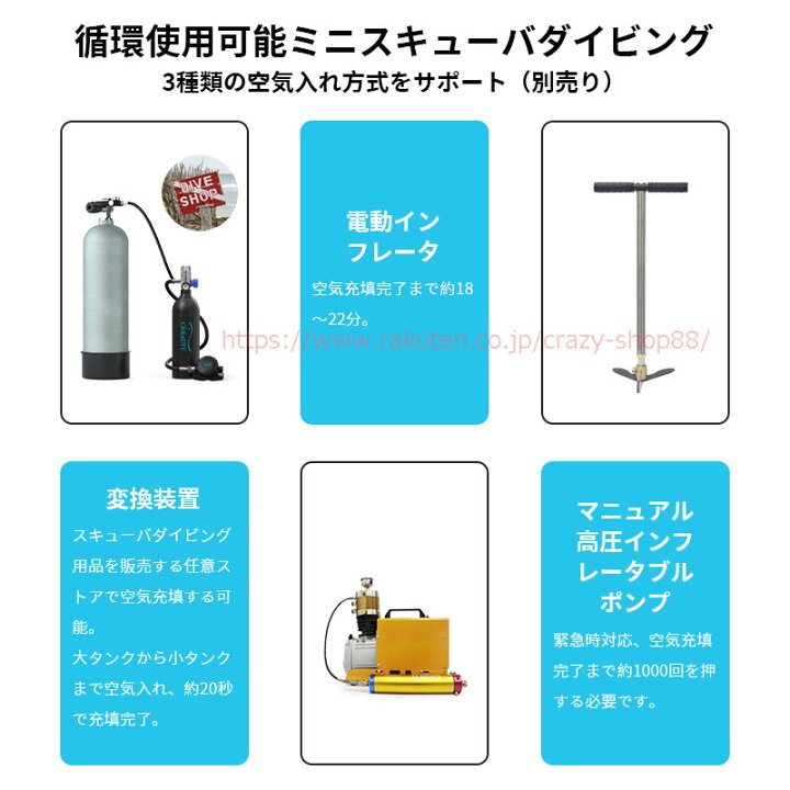 楽天市場】CE承認取得 ミニスキューバダイビング 酸素ボンベ 1L 15-20 