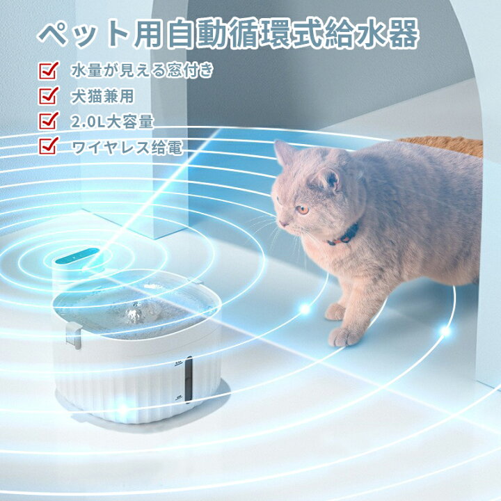 楽天市場 自動ペット給水器 自動給水器 犬給水器 猫自動給水器 循環式給水器 ステンレス鋼 2 0l大容量 活性炭フィルターイオン交換樹脂 超静音 留守番対応 循環式水飲み器 安全 静音給水 省エネ 猫犬用 ペット水飲み 循環式濾過 水位窓 空焚き防止 送料無料 クレイジー