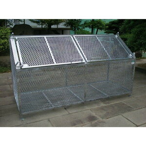 TSAT-3Y 2枚横開扉 W185×D95×H102cm 1520L 45Lごみ袋×約33個分 約22世帯完成品 カラス対策細網目 スチール製【業務用大型ゴミ箱ゴミステーション 屋外 大容量 町内会 自治会 猫 動物 ゴミ収集所メッ