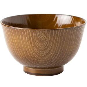 洗浄椀 羽反全木目 艶茶【食洗機OK 電子レンジOK】