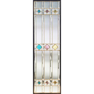 ステンドグラス SH-C04N Cサイズ W289×H927×T18mm ケーム色:ゴールド 【強化ガラス 三層構造 手作り オーダーメイド可 目隠し 防犯 防音 断熱 壁 窓 ドア 屋外 屋内 室内 インテリア エクステリア