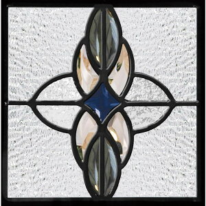 ステンドグラス SH-D04 Dサイズ W200×H200×T18mm ケーム色:ブラック 一部鏡面ガラス【強化ガラス 三層構造 手作り オーダーメイド可 目隠し 防犯 防音 断熱 壁 窓 ドア 屋外 屋内 室内 インテリア