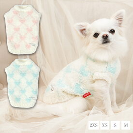 【CRAZYBOO公式】ハートチェック柄BABYニット 2XS/XS/S/M CRAZYBOO Baby（クレイジーブー ベビー） 子犬用 パピー 犬服 トイプードル チワワ ポメラニアン CBbaby26AW