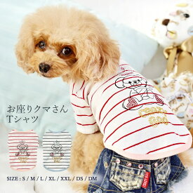 【名入れ対象商品】お座り クマさん Tシャツ S/M/L/XL/XXL/DS/DMサイズ CRAZYBOO/クレイジーブー レッド/ネイビー 小型犬/チワワ/ヨーキー/シーズー/マルチーズ/プードル 犬服/犬の服/ドッグウェア 春夏コレクション