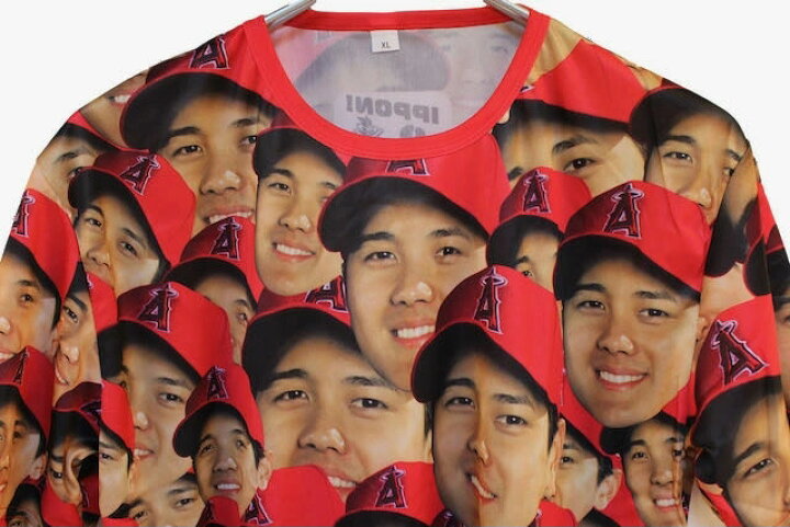 楽天市場】[新品]大谷翔平顔だらけTシャツ XL 大谷翔平MVP 非売品 限定 
