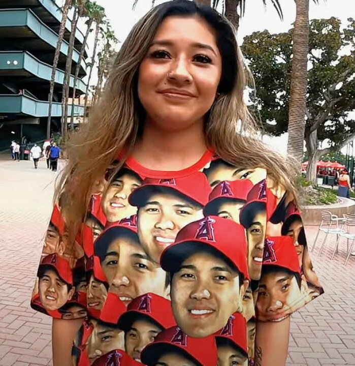 楽天市場】[新品]大谷翔平顔だらけTシャツ XL 大谷翔平MVP 非売品 限定 