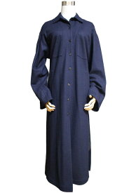 [中古 ]HOUSE OF LOTUS ハウスオブロータス ウール100% ワンピース ロング シャツ ブラックM 美品