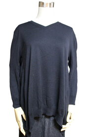 [中古]LANVIN en Bleu 　リボン付き　ニット　チュニック　ブラック38 美品