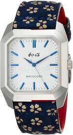 [WACOCORO] 和心 腕時計 宇陀印傳 UDAINDEN WA-002M-J ＜小桜 和柄 ブルー シルバー 日本製 腕時計 メンズ＞