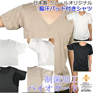 【メール便発送】 バイオガード 汗対策 インナー/脇汗パッド付きシャツ 日本製 多汗症 抗菌防臭 制菌加工…